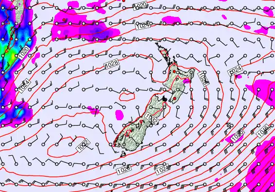 New Zealand forecast chart for Tuesday, May 26th, 2026 at 12:00 PM