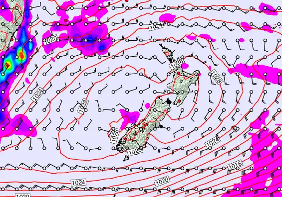 New Zealand forecast chart for Tuesday, May 26th, 2026 at 6:00 PM