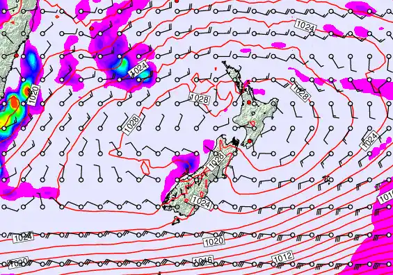 New Zealand forecast chart for Wednesday, May 27th, 2026 at 12:00 AM