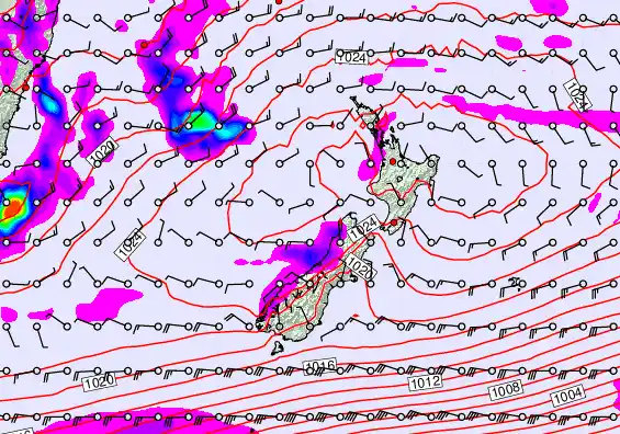 New Zealand forecast chart for Wednesday, May 27th, 2026 at 6:00 AM
