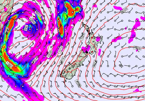New Zealand forecast chart for Saturday, May 30th, 2026 at 12:00 PM