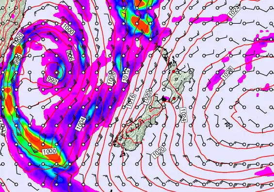 New Zealand forecast chart for Saturday, May 30th, 2026 at 6:00 PM