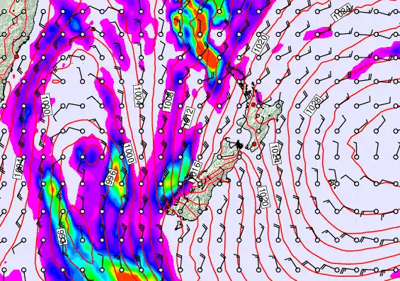 New Zealand forecast chart for Sunday, May 31st, 2026 at 6:00 AM