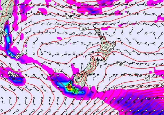New Zealand forecast chart for Monday, May 25th, 2026 at 6:00 PM