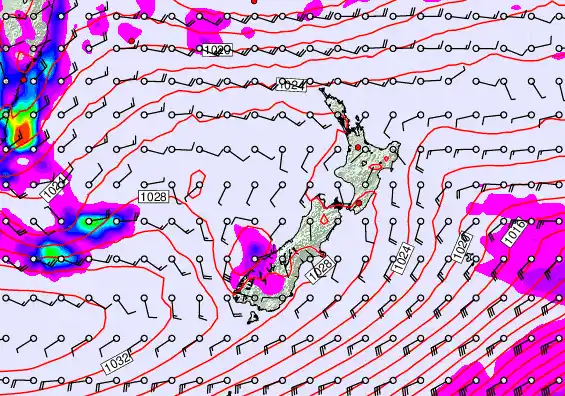 New Zealand forecast chart for Tuesday, May 26th, 2026 at 6:00 AM