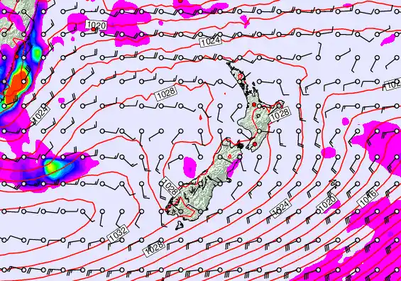 New Zealand forecast chart for Tuesday, May 26th, 2026 at 12:00 PM
