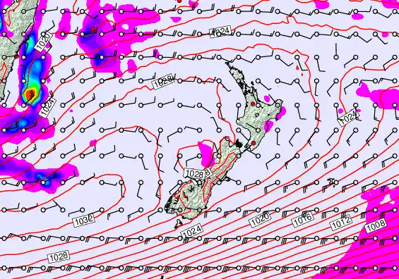 New Zealand forecast chart for Wednesday, May 27th, 2026 at 12:00 AM