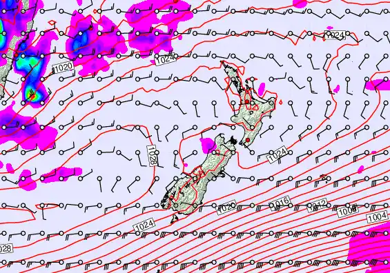 New Zealand forecast chart for Wednesday, May 27th, 2026 at 6:00 AM
