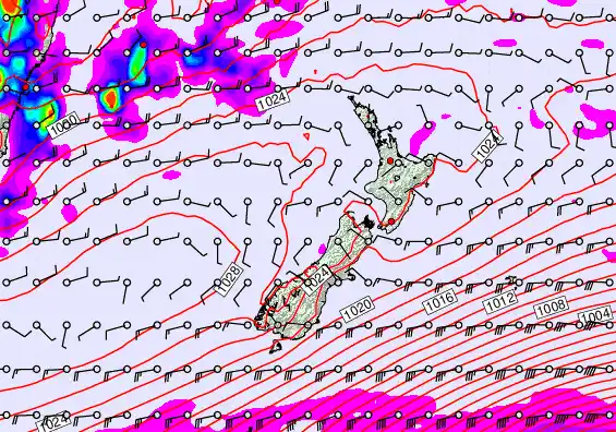 New Zealand forecast chart for Wednesday, May 27th, 2026 at 12:00 PM