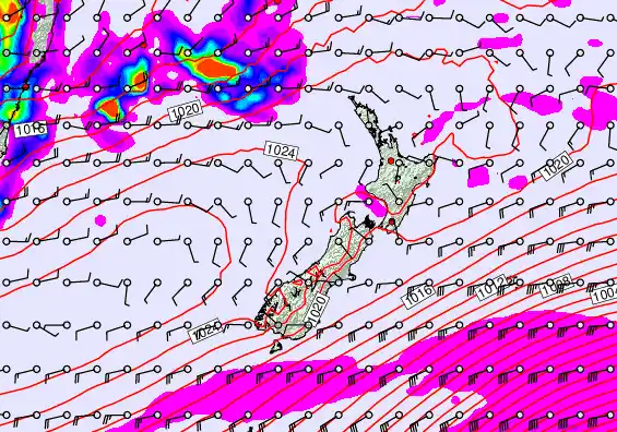 New Zealand forecast chart for Wednesday, May 27th, 2026 at 6:00 PM