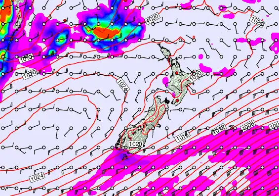 New Zealand forecast chart for Thursday, May 28th, 2026 at 12:00 AM