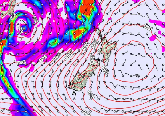 New Zealand forecast chart for Saturday, May 30th, 2026 at 12:00 PM