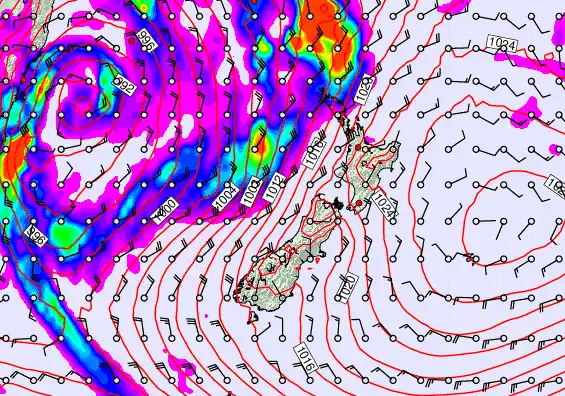 New Zealand forecast chart for Saturday, May 30th, 2026 at 6:00 PM