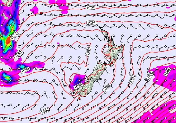 New Zealand forecast chart for Tuesday, May 26th, 2026 at 6:00 AM