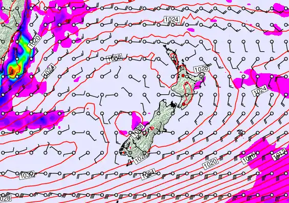 New Zealand forecast chart for Tuesday, May 26th, 2026 at 6:00 PM