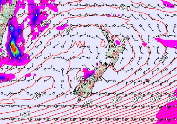 New Zealand forecast chart for Wednesday, May 27th, 2026 at 12:00 AM