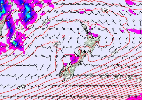 New Zealand forecast chart for Wednesday, May 27th, 2026 at 6:00 AM