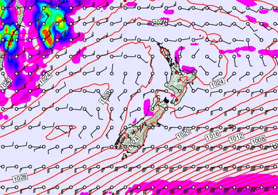 New Zealand forecast chart for Wednesday, May 27th, 2026 at 12:00 PM