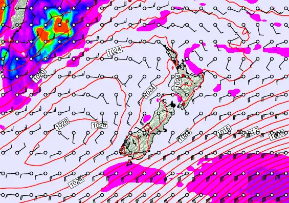 New Zealand forecast chart for Wednesday, May 27th, 2026 at 6:00 PM