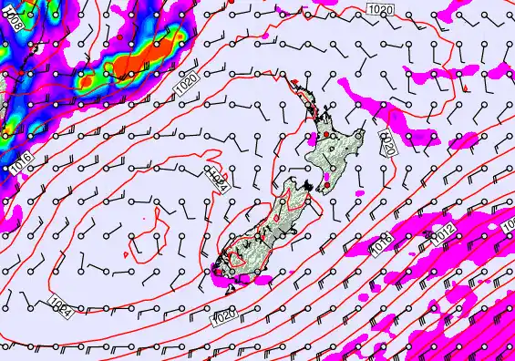 New Zealand forecast chart for Thursday, May 28th, 2026 at 6:00 AM