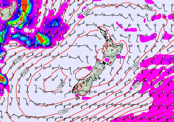 New Zealand forecast chart for Thursday, May 28th, 2026 at 6:00 PM