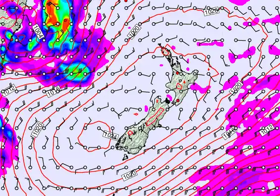 New Zealand forecast chart for Friday, May 29th, 2026 at 12:00 AM