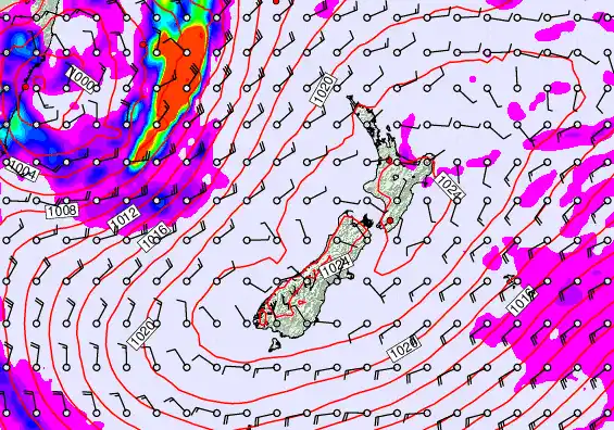 New Zealand forecast chart for Friday, May 29th, 2026 at 12:00 PM