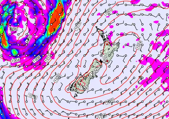 New Zealand forecast chart for Friday, May 29th, 2026 at 6:00 PM