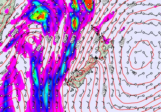 New Zealand forecast chart for Sunday, May 31st, 2026 at 6:00 AM