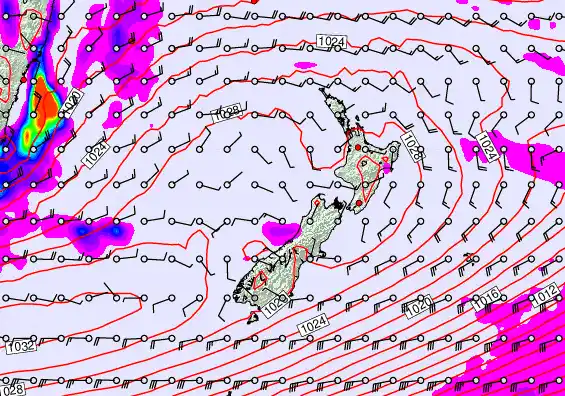 New Zealand forecast chart for Tuesday, May 26th, 2026 at 6:00 PM