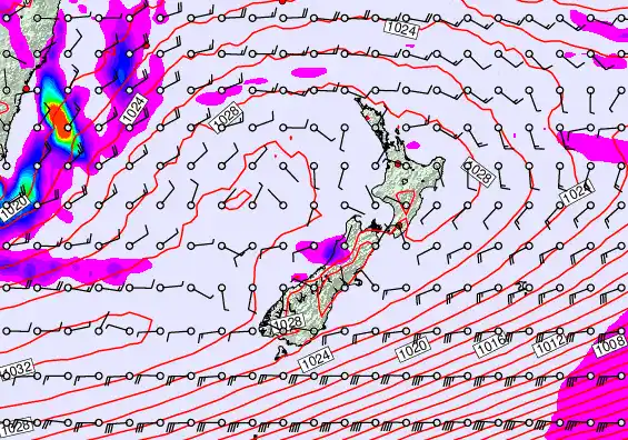 New Zealand forecast chart for Wednesday, May 27th, 2026 at 12:00 AM