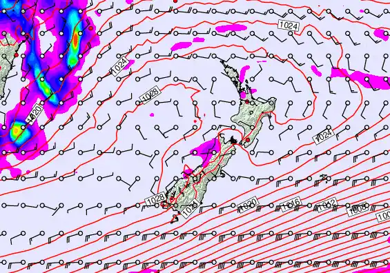 New Zealand forecast chart for Wednesday, May 27th, 2026 at 6:00 AM