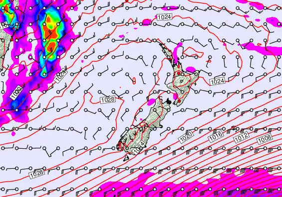 New Zealand forecast chart for Wednesday, May 27th, 2026 at 12:00 PM