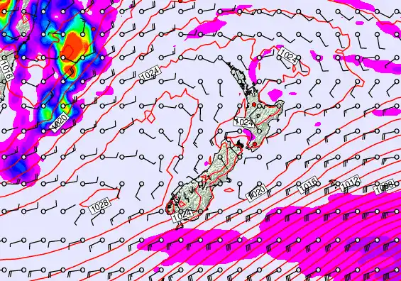 New Zealand forecast chart for Wednesday, May 27th, 2026 at 6:00 PM