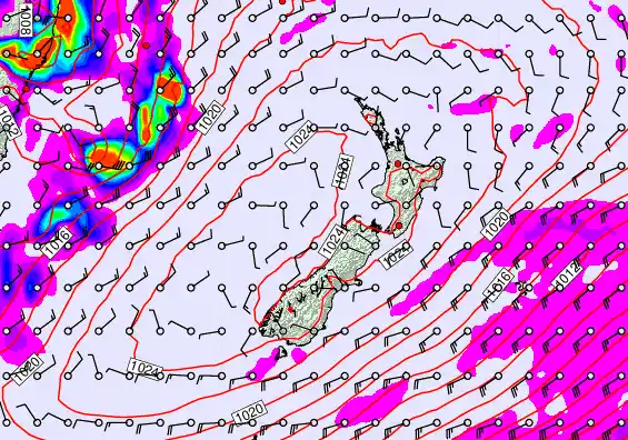 New Zealand forecast chart for Thursday, May 28th, 2026 at 12:00 PM