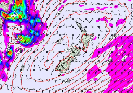 New Zealand forecast chart for Thursday, May 28th, 2026 at 6:00 PM