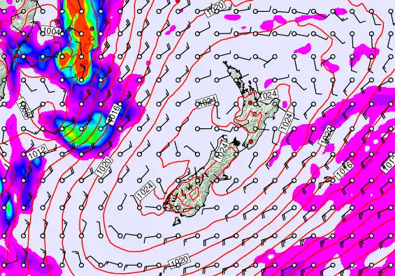 New Zealand forecast chart for Friday, May 29th, 2026 at 12:00 AM