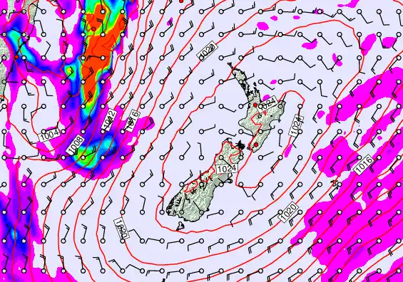 New Zealand forecast chart for Friday, May 29th, 2026 at 6:00 AM