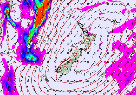 New Zealand forecast chart for Friday, May 29th, 2026 at 12:00 PM