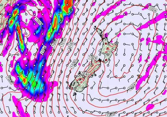 New Zealand forecast chart for Saturday, May 30th, 2026 at 12:00 AM