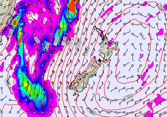 New Zealand forecast chart for Saturday, May 30th, 2026 at 6:00 AM