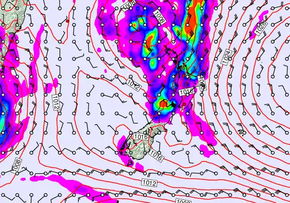 New Zealand forecast chart for Tuesday, June 2nd, 2026 at 12:00 AM