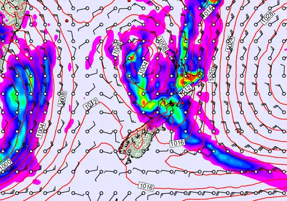 New Zealand forecast chart for Tuesday, June 2nd, 2026 at 12:00 PM