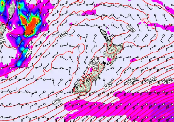 New Zealand forecast chart for Wednesday, May 27th, 2026 at 6:00 PM