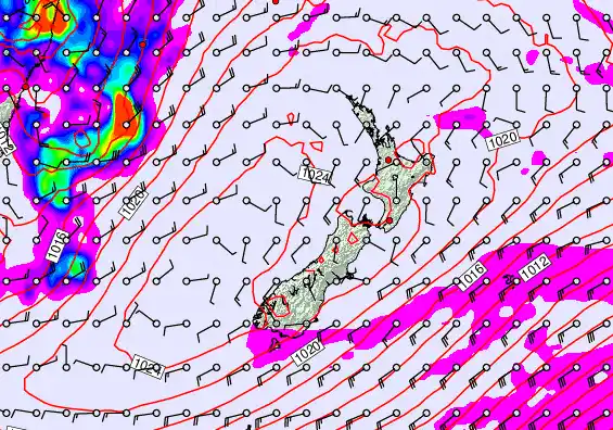 New Zealand forecast chart for Thursday, May 28th, 2026 at 6:00 AM