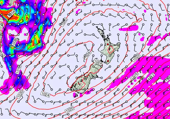 New Zealand forecast chart for Thursday, May 28th, 2026 at 12:00 PM