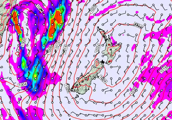 New Zealand forecast chart for Friday, May 29th, 2026 at 12:00 PM