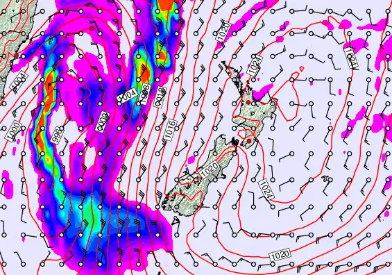 New Zealand forecast chart for Saturday, May 30th, 2026 at 12:00 AM