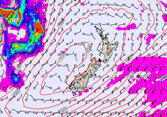 New Zealand forecast chart for Thursday, May 28th, 2026 at 12:00 PM