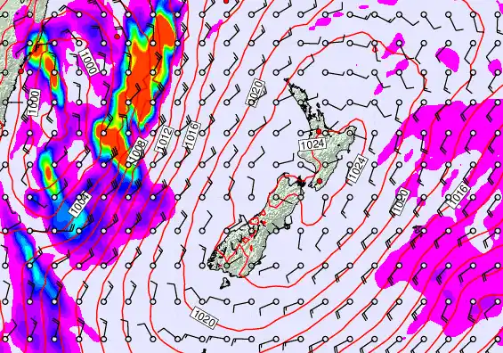 New Zealand forecast chart for Friday, May 29th, 2026 at 6:00 AM